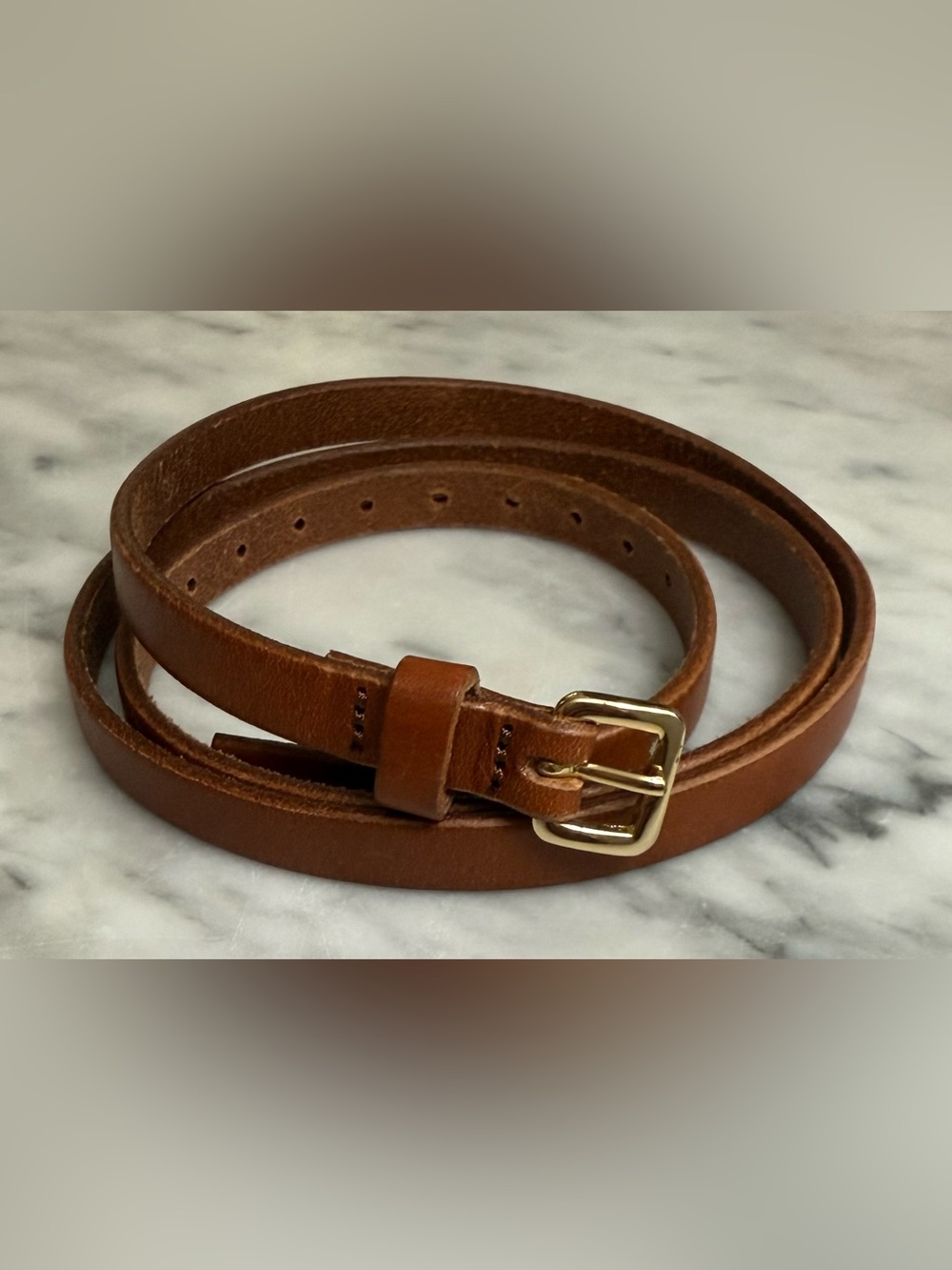 J. Crew Genuine Italian Leather Skinny Belt 85327 brown Size Small NWOT
